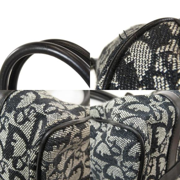 Christian Dior Trotter Pattern Boston Bag Black Canvas - Picture 8 of 9